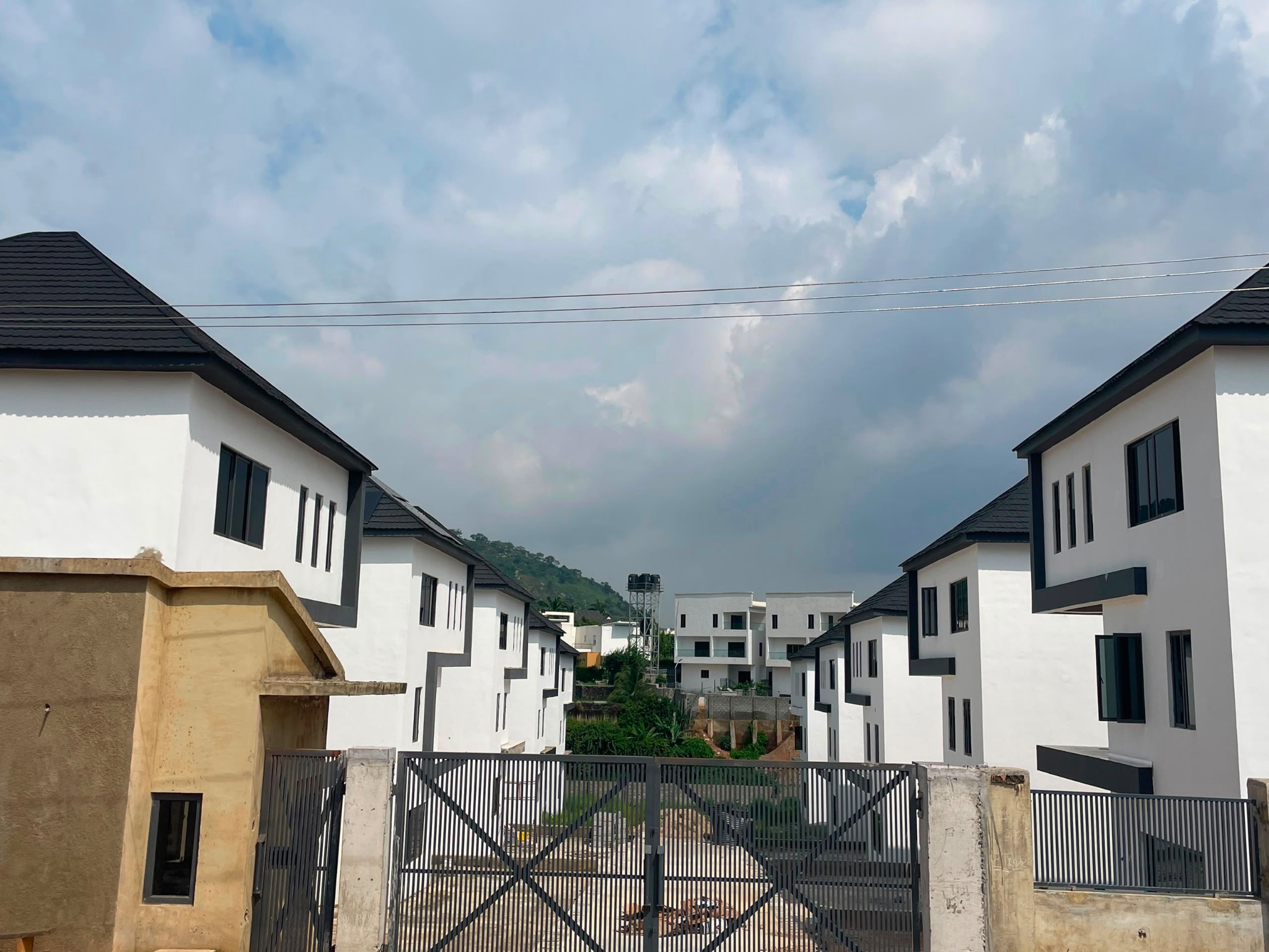 View of residential buildings from the estate gate